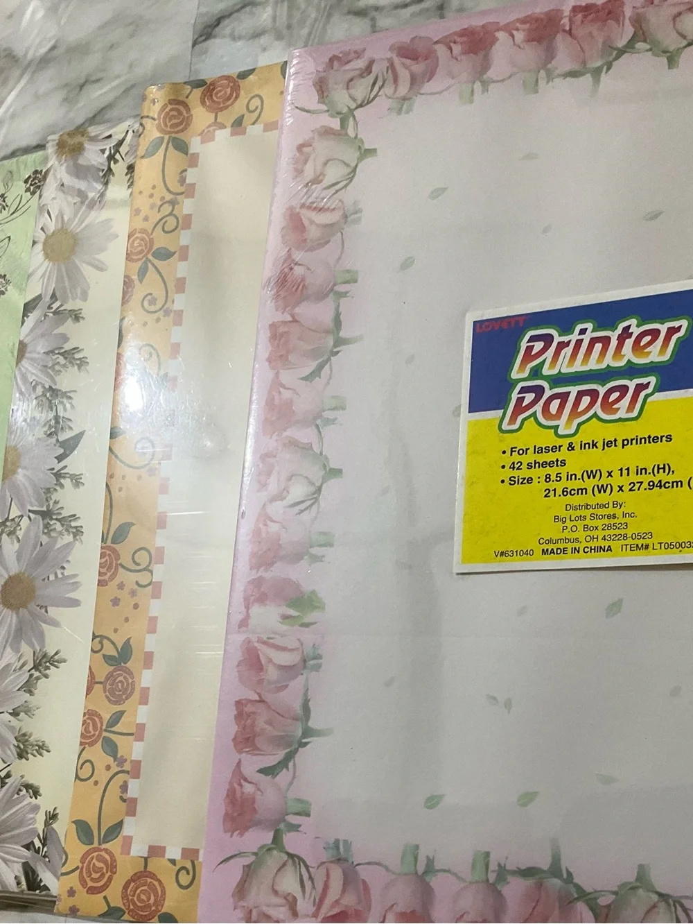 Stationery with Decorative Floral Border Assortment - Multi-Color 4 Packs